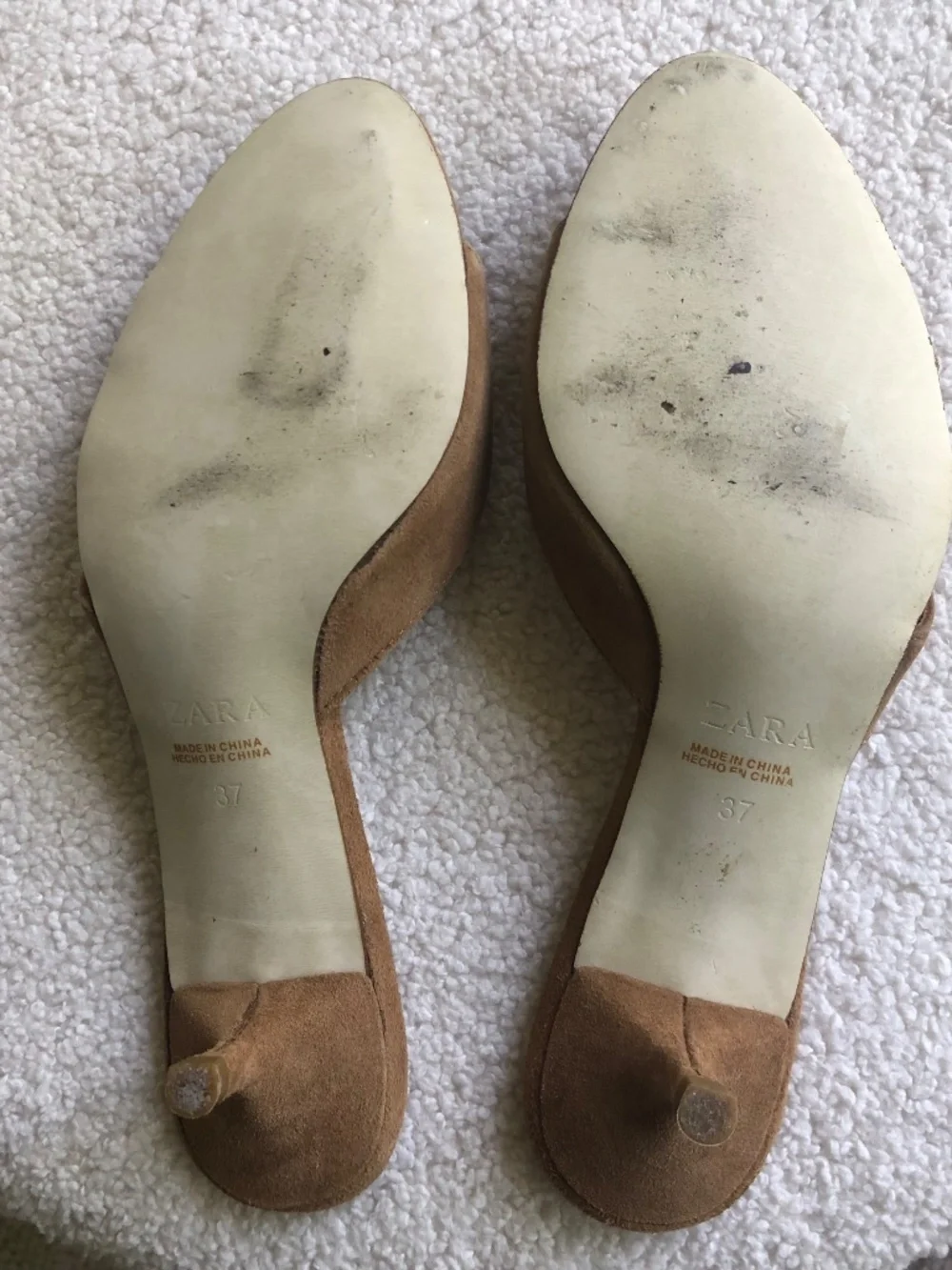 Zara Slide Sandal Suede Size 37 Color Camel.  Reduced Price. - Picture 2 of 3